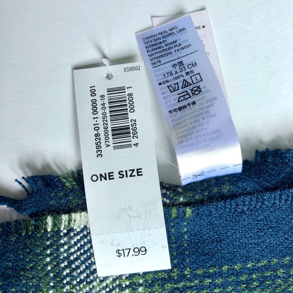 NEW OLD NAVY Plaid Neck Scarf Fringed Hems Blue Green 76” x 13” UNISEX - Picture 5 of 12